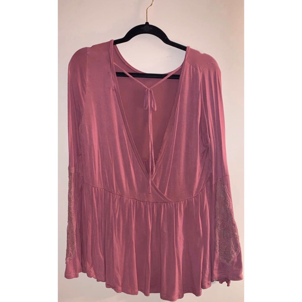 AEO Soft & Sexy Peplum Bell Sleeve Top